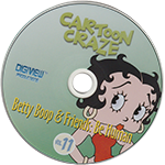 Disc featuring Betty Boop standing against a green background. Its text reads Cartoon Craze Betty Boop & Friends: Be Human Vol 11.