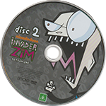 Invader Zim disc 2. It has Dib yelling on a grey background.