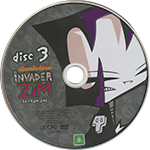 Invader Zim disc 3. It has Gaz sneering on a grey background.