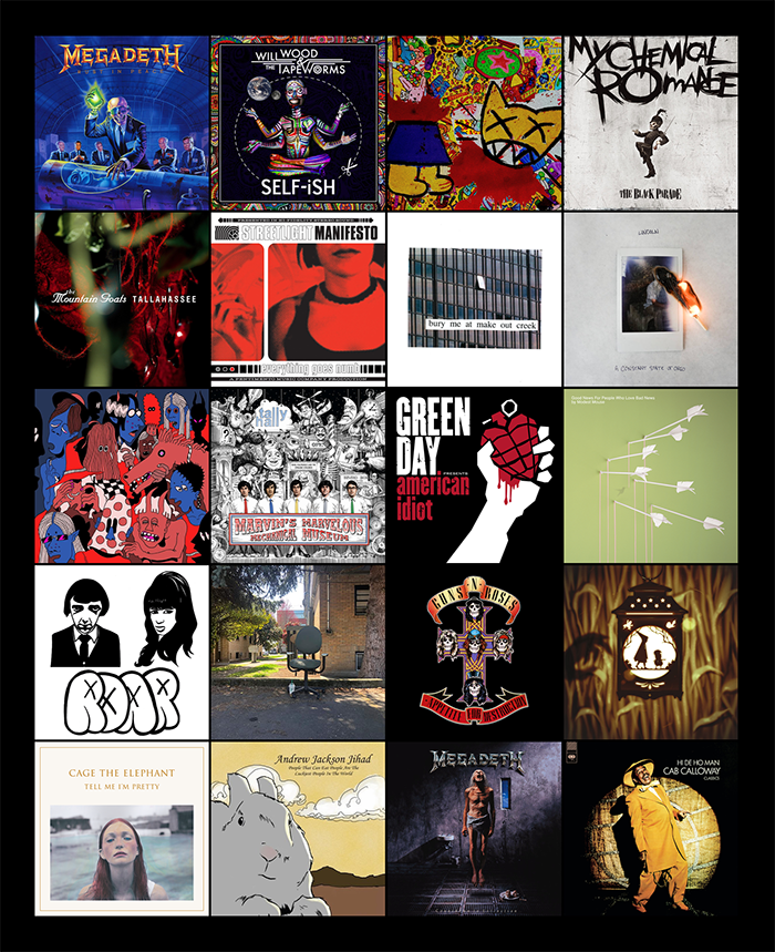 a grid of album covers